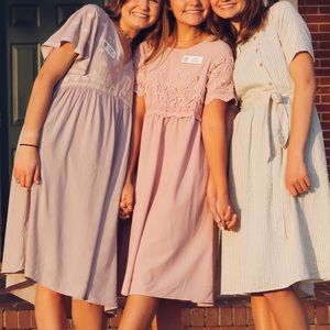 Pink floral midi dress